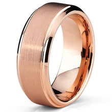 8mm Rose Plated Tungsten Carbide Wedding Band Ring Men's Band Comfort fit