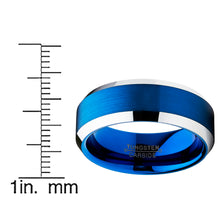 Tungsten Carbide Men's Brushed Wedding Band Blue Plated Engagement Ring 8MM Comfort-Fit