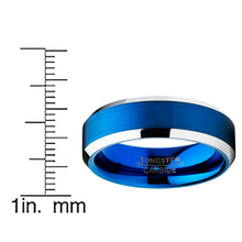 Women's Tungsten Carbide Men's Brushed Wedding Blue Plated Engagement Ring 6MM Comfort Fit Sizes 7-12.5