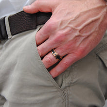 Men's Rose Tone Tungsten Carbide Wedding Band with Black Diamond and Carbon Fiber Inlay 8mm