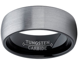 Men's Tungsten Dome Wedding Band Engagement Ring Brushed Comfort-Fit 8MM
