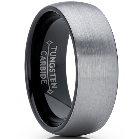 Men's Tungsten Dome Wedding Band Engagement Ring Brushed Comfort-Fit 8MM