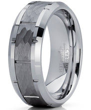 Men's Hammered Grooved Tungsten Carbide Wedding Band Ring, 8mm Comfort Fit