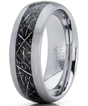 Men's Tungsten Carbide Wedding Band Ring with Imitated Meteorite Inlay, Dome Comfort Fit 8mm