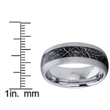 Men's Tungsten Carbide Wedding Band Ring with Imitated Meteorite Inlay, Dome Comfort Fit 8mm