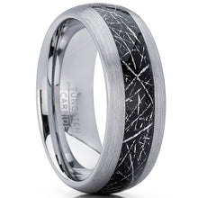 Men's Tungsten Carbide Wedding Band Ring with Imitated Meteorite Inlay, Dome Comfort Fit 8mm