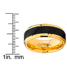 Men's Duo Tungsten Carbide Wedding Band Black and Gold Tone Ring Comfort Fit 8mm