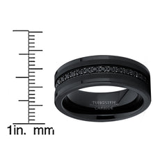 Men's Genuine Tungsten Black Wedding Band Eternity Ring Cubic Zirconia Comfort-Fit