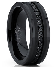 Men's Genuine Tungsten Black Wedding Band Eternity Ring Cubic Zirconia Comfort-Fit