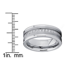 Men's Tungsten Wedding Band Eternity Ring Cubic Zirconia Silver 8MM