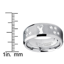 9MM Deer Track Tungsten Ring Wedding Band, Outdoor Jewelry, Men's Hunting Ring