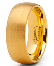 Men's Classic Dome Brushed Tungsten Carbide Wedding Band GoldTone, Comfort Fit