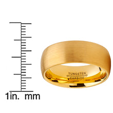 Men's Classic Dome Brushed Tungsten Carbide Wedding Band GoldTone, Comfort Fit