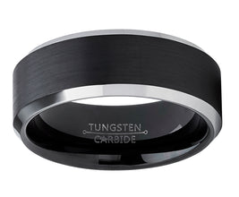 Black Tungsten Carbide DUO Engagement Ring Wedding Band Comfort Fit 8mm