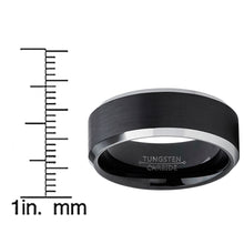 Black Tungsten Carbide DUO Engagement Ring Wedding Band Comfort Fit 8mm