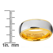 Tungsten Carbide Dome Goldtone Band Comfort Fit Engagement Ring 8mm