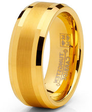 Tungsten Carbide Men's Goldtone Brushed Wedding Band Engagement Ring Comfort Fit 8 mm