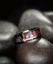 Men's Black Tungsten Hunting Ring Wedding Band Wood Deer Nature 8MM