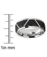 Men's Tungsten Carbide Wedding Ring 8mm Black Faceted Band Comfort Fit