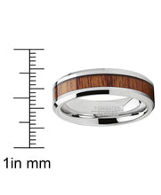 Tungsten Carbide Wedding Band Ring, Real Koa Wood Inlay Men's 6mm