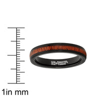 Men's Women's Black Tungsten Wedding Band Engagement Ring, Real Wood 4mm