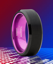 Black Tungsten Wedding Band Men's Ring Interior Beveled Edge Brushed 8mm