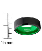 Black Tungsten Wedding Band Men's Ring Interior Beveled Edge Brushed 8mm