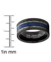 Mens Tungsten Wedding Band Ring Carbon Fiber Blue Wood Inlay 9MM Comfort-Fit