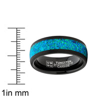 Men's Tungsten Wedding Band Engagement Ring Crushed Opal Inlay Black 8MM