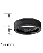 Women's Unisex Black Tungsten Carbide Wedding Engagement Ring Black Carbon Fiber Inlay 6MM