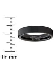 Men Women Basic Black Tungsten Wedding Ring 4mm Matte Finish pipe-cut Comfort Fit