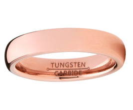 Men Women Unisex Rose Gold Tone Tungsten Wedding Band Engagement Ring 4mm Dome