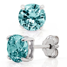 6MM 1.5 Carat TCW Casted Sterling Silver Round Stud Earrings Colored Cubic Zirconia White Rhodium