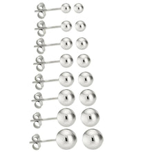 14K Solid White Gold Round Ball Stud Earrings Pushback