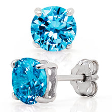 6MM 1.5 Carat TCW Casted Sterling Silver Round Stud Earrings Colored Cubic Zirconia White Rhodium