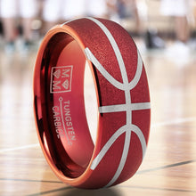 Men's Basketball Ring Tungsten Carbide Sports Ball Textured Comfort-Fit 8MM
