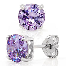 6MM 1.5 Carat TCW Casted Sterling Silver Round Stud Earrings Colored Cubic Zirconia White Rhodium