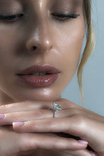 Vintage 2 Carat Round Brilliant Moissanite Halo Sterling Silver Engagement Ring
