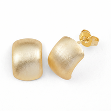 Metal Masters 14K Gold Plated Brushed Matte Curved Stud Earrings for Women 8MM