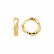 Metal Masters 14K Gold Plated Freeform Wavy Huggie Hoop Earrings Minimalist Stack