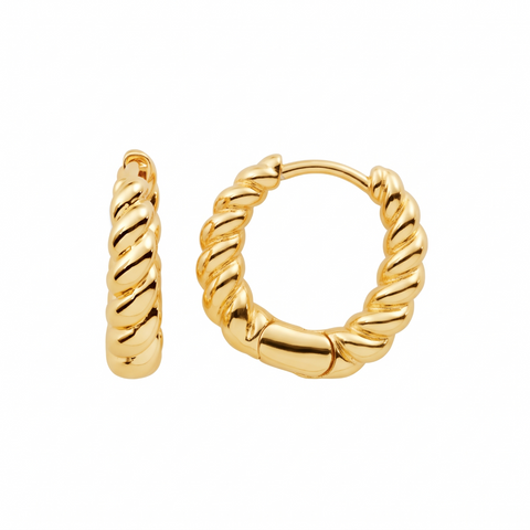 Metal Masters 14K Gold Plated Heart Shaped Twisted Huggie Hoops Dainty Stack