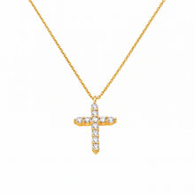 14K Gold Plated Cubic Zirconia Cross Faith Pendant Necklace for Women Waterproof Adjustable 16 to 18 in Chain