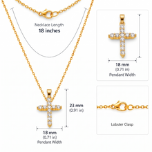 14K Gold Plated Cubic Zirconia Cross Faith Pendant Necklace for Women Waterproof Adjustable 16 to 18 in Chain