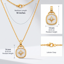 Dainty Mother of Pearl NorthStar Polaris Pendant Necklace for Women, 14K Gold Plated, Adjustable 16 to 18 in Chain