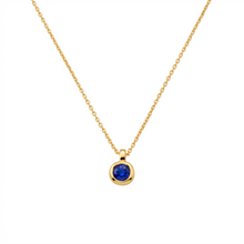 Metal Masters Dainty FreeForm Sapphire September Birthstone Pendant Necklace for Women, 14K Gold Plated, Adjustable 16 to 18 in Chain
