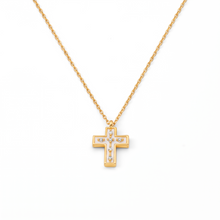 Metal Masters Dainty 14K Gold Plated Enamel Cross Pendant Necklace for Women, Adjustable 16 to 18 Inch Chain