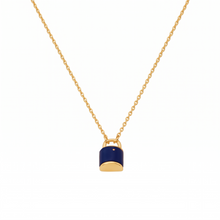 Metal Masters Dainty 14K Gold Plated Padlock Lapis Lazuli Pendant Necklace, Adjustable 16 to 18 Inch Chain
