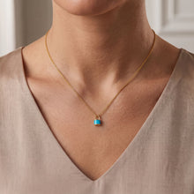 Metal Masters Dainty 14K Gold Plated Padlock Blue Turquoise Pendant Necklace, Adjustable 16 to 18 Inch Chain