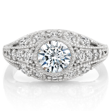 Metal Masters Womens 1.75 CTW Moissanite Vintage Engagement Band Ring 18K Gold Plated VVS D-Color Edwardian Milgrain Contoured