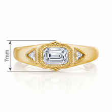 Metal Masters Womens 1 Carat Emerald Moissanite Vintage Edwardian 18K Gold Plated Ring